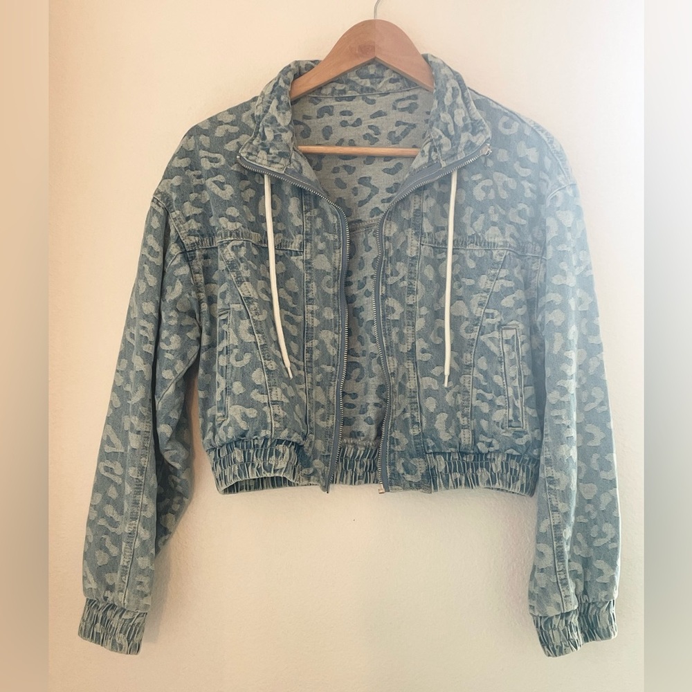 Shein “cheetah” print denim jacket. Size S